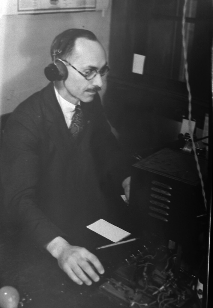 Harold Burtt, (Chairman of the Psychology Dept Ohio State) with his attic gear approximately 1935