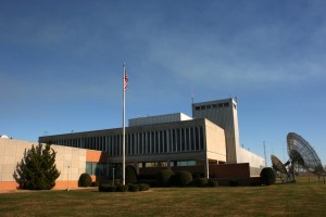 The Edward R. Murrow Transmitting Station's mail building, located in the center of the 2800 acres campus. (Click to enlarge)