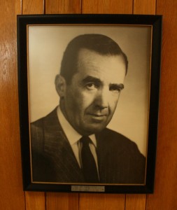 The photo of Edward R. Murrow is displayed prominently in the lobby of the transmitting station. (Click to enlarge)