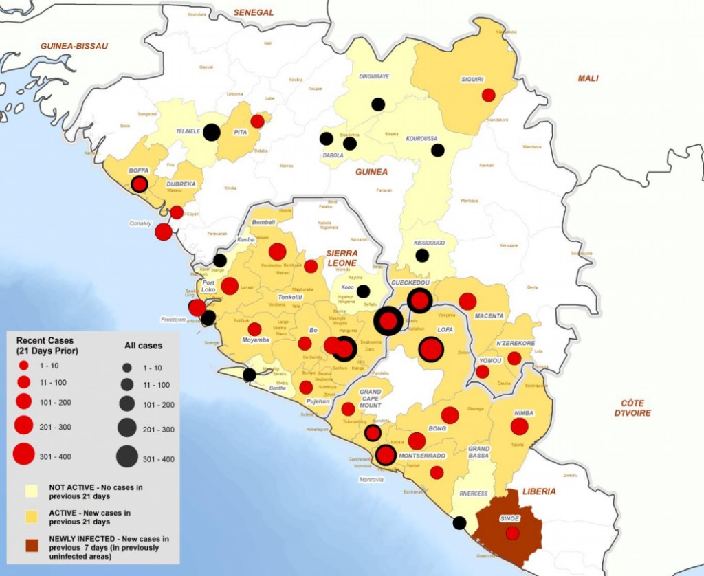Ebola Cases Map (Source: World Health Organization) 