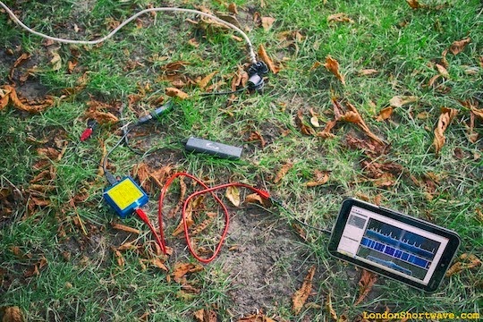 unCube Dongle Pro+ and Toshiba Encore 8" running SDR# in a London park