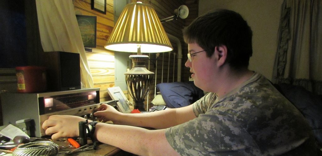 Landon's 15 year old son with his Realistic DX-160