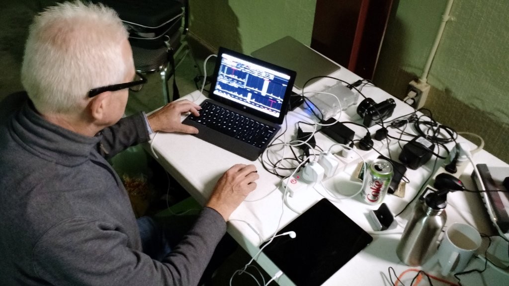 Mark Fahey, scanning the bands with his WinRadio Excalibur/Surface Pro 2 combo