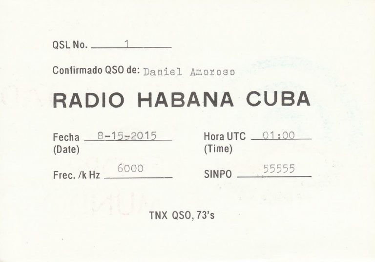 Daniels Radio Havana Cuba Qsl Card From August 15 2015 The Swling Post 7445