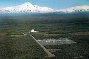 Aerial view of the HAARP site, looking towards Mount Sanford, Alaska (Source: Wikipedia)