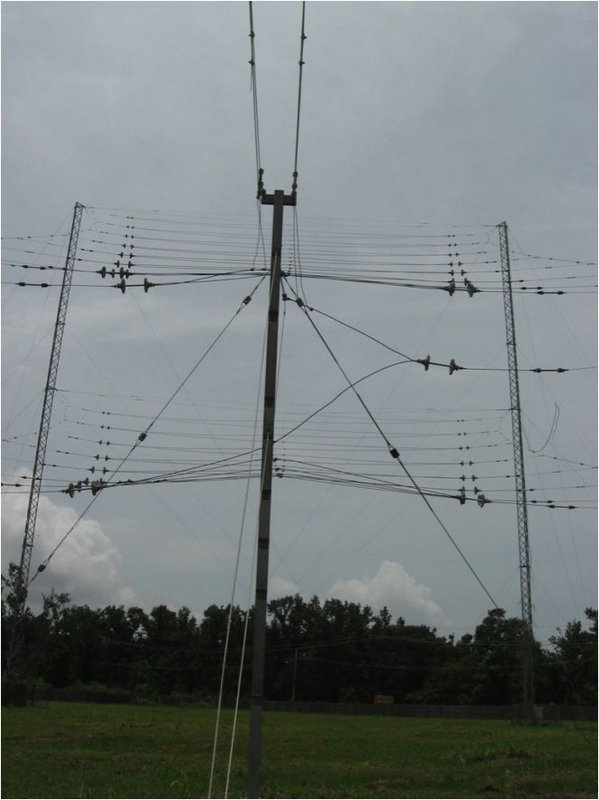 Figure 12. View from the balanced feed point of the TCI 516-3 log periodic antenna 1ith 14db gain aimed at 20 degrees