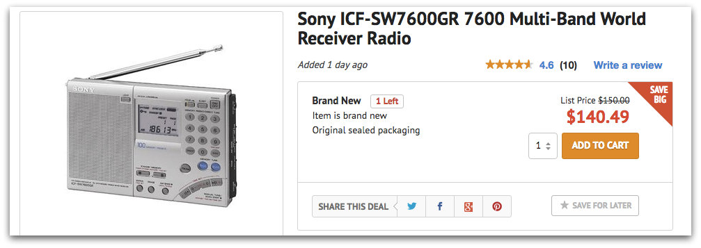 Finding a Sony ICF-SW7600GR online | The SWLing Post