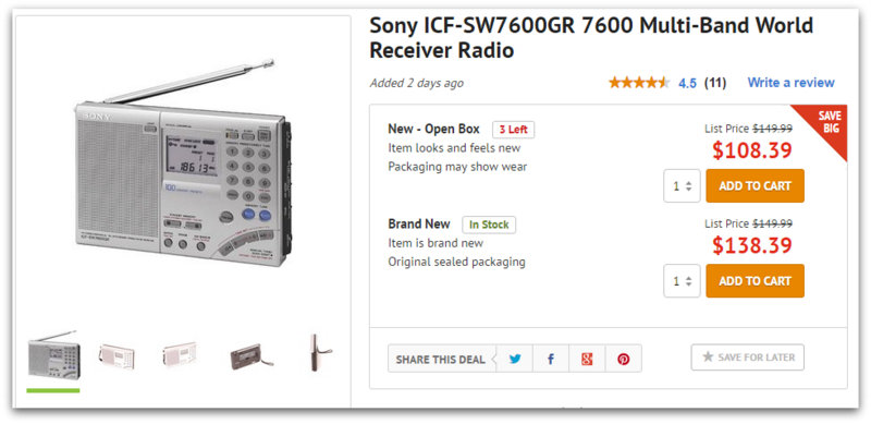 Sony ICF-SW7600GR: New and open box units on sale via Blinq | The