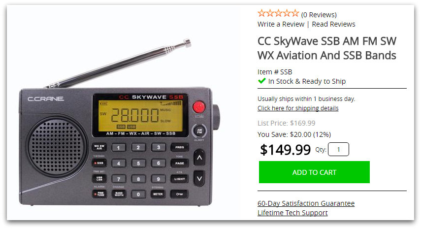 C. Crane lowers price of CC Skywave SSB