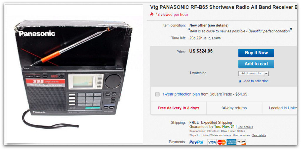 Dan spots a mint Panasonic RF-B65 on eBay | The SWLing Post