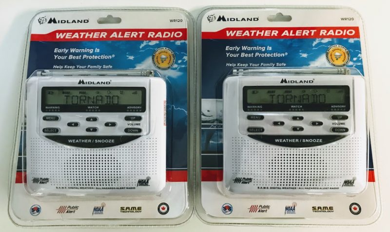 Midland White NOAA Weather Alert Radios Digital Battery Operated