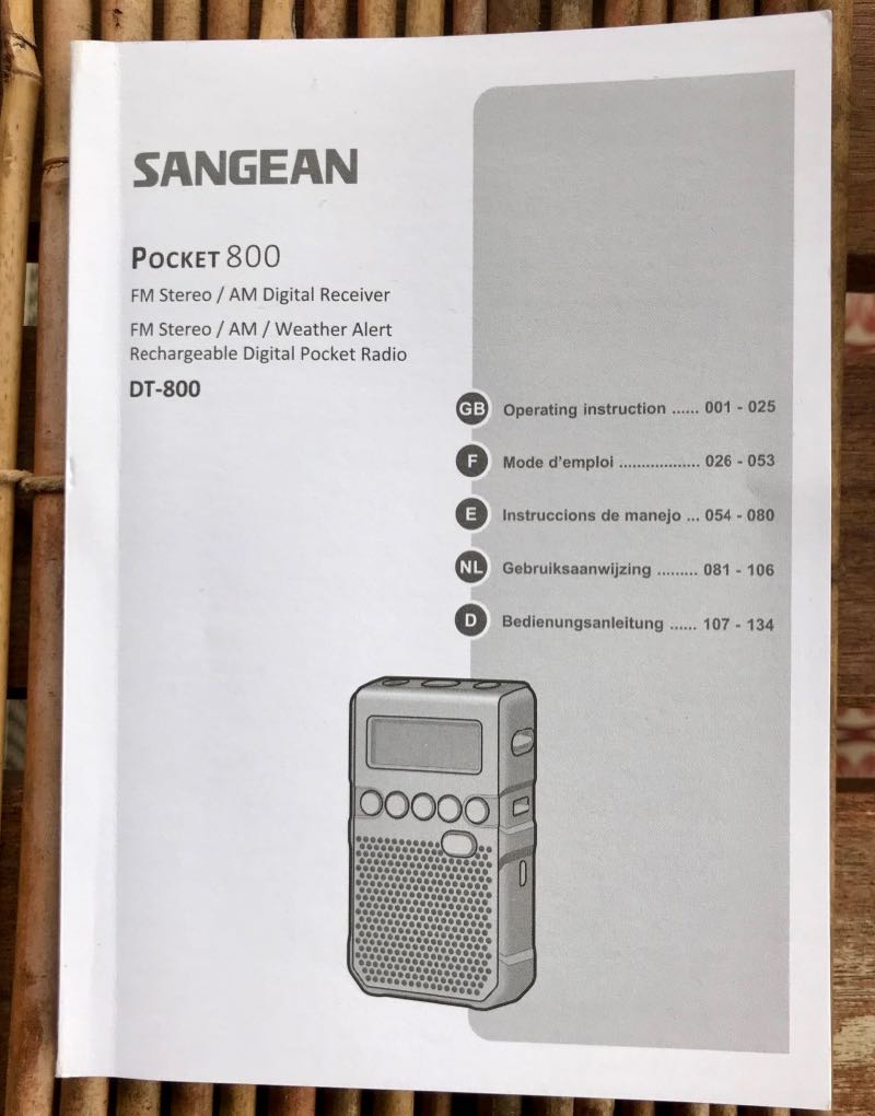 Sangean DT-800 AM/FM/Weather Pocket Portable Radio
