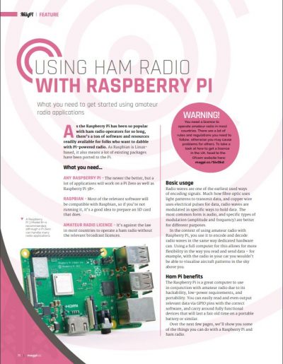 MagPi Issue 80 features Ham Radio Projects for the Raspberry Pi mini  computer