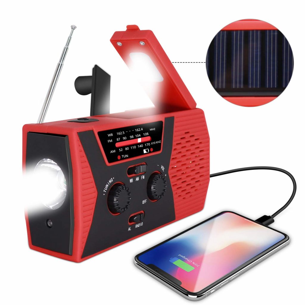 Solar Emergency Hand Crank Radio, 2000mah Power Bank Led Flashlight For  Hurricane Earthquake Disaster Survival Supply