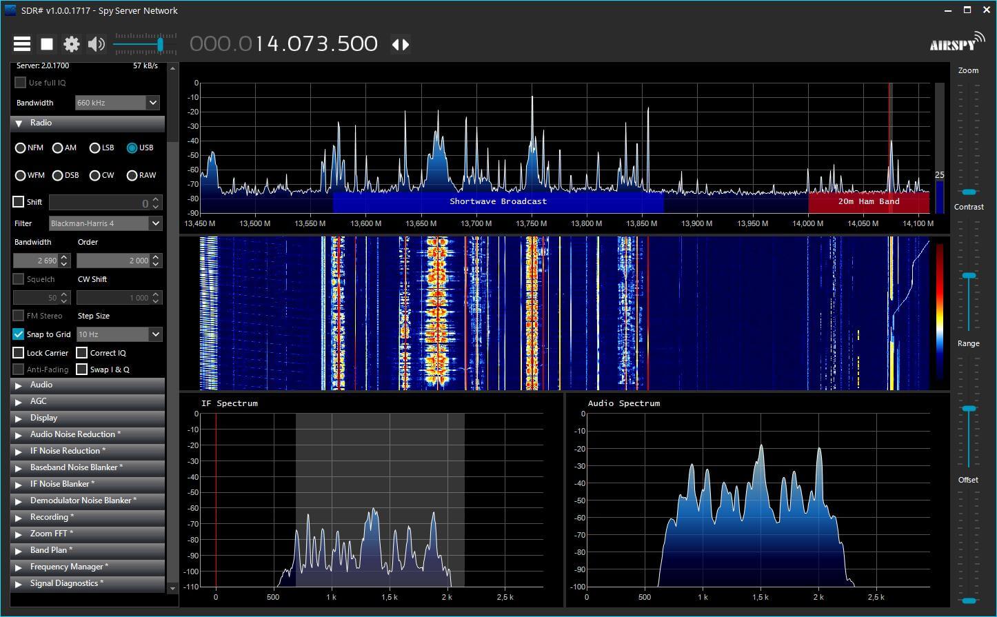 An example of an AirSpy SDR# software screen.