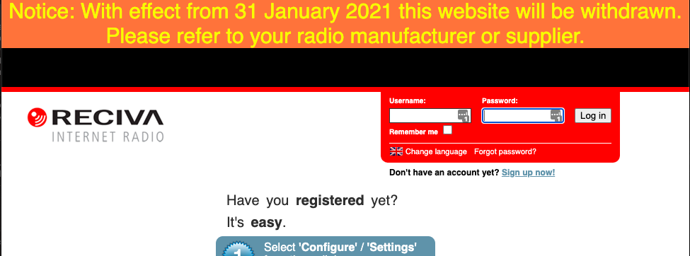 The Reciva Internet radio station aggregator is closing down