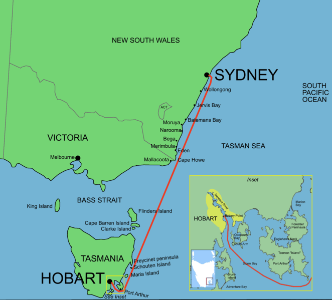 route of sydney to hobart yacht race